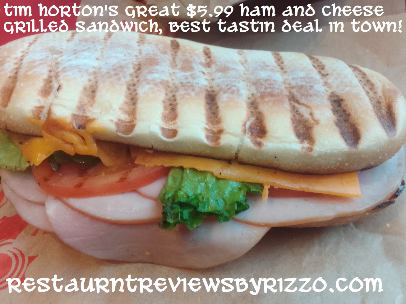 Tims famous Ham-cheddar sandwich (grilled)