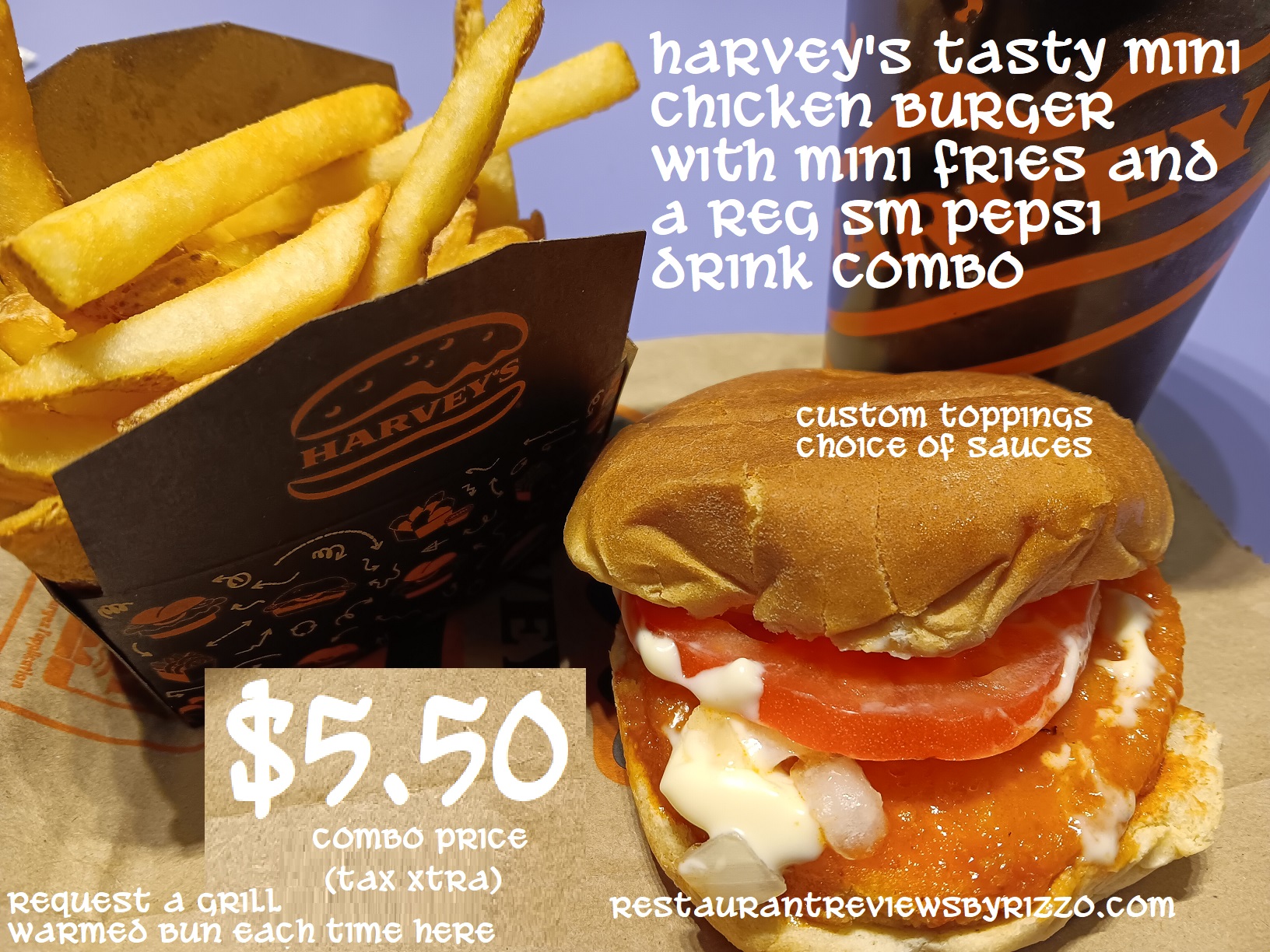 harveys mii chicken burger combo
