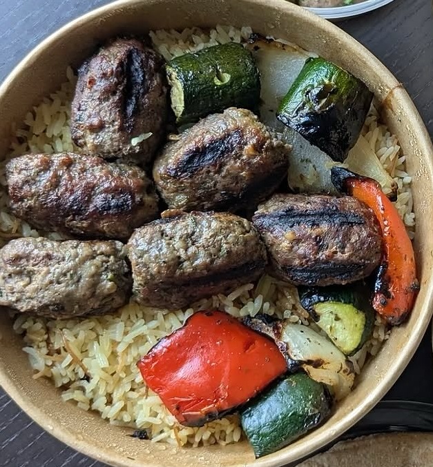 tabule kabab with grilled veggies